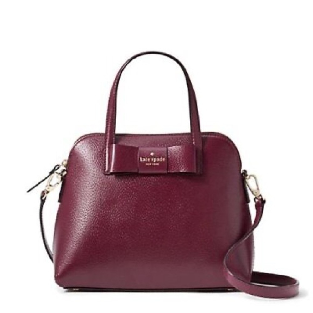 Kate Spade Matthew St. Maise Burgundy Leather Bow Satchel and Crossbody Strap